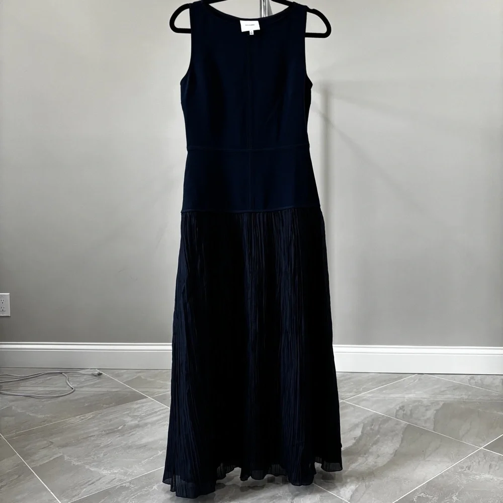 Reformation Navy Sleeveless Pleated Midi Dress - Picture 2 of 6